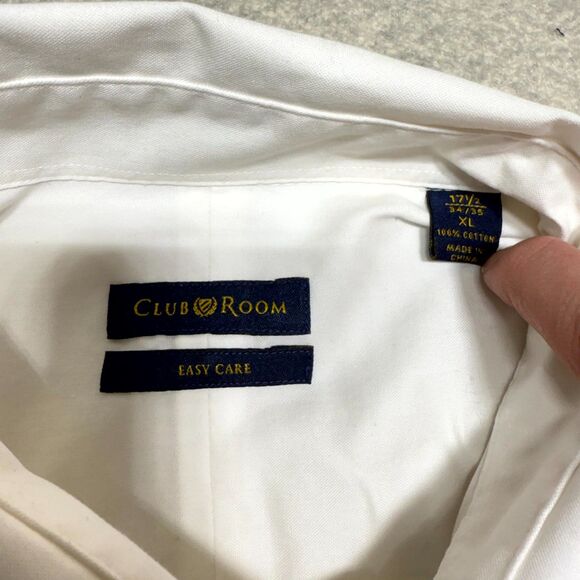 Club Room Easy Care White Button Down Shirt Mens Size XL 17 1/2 / 34/35 - Picture 2 of 8
